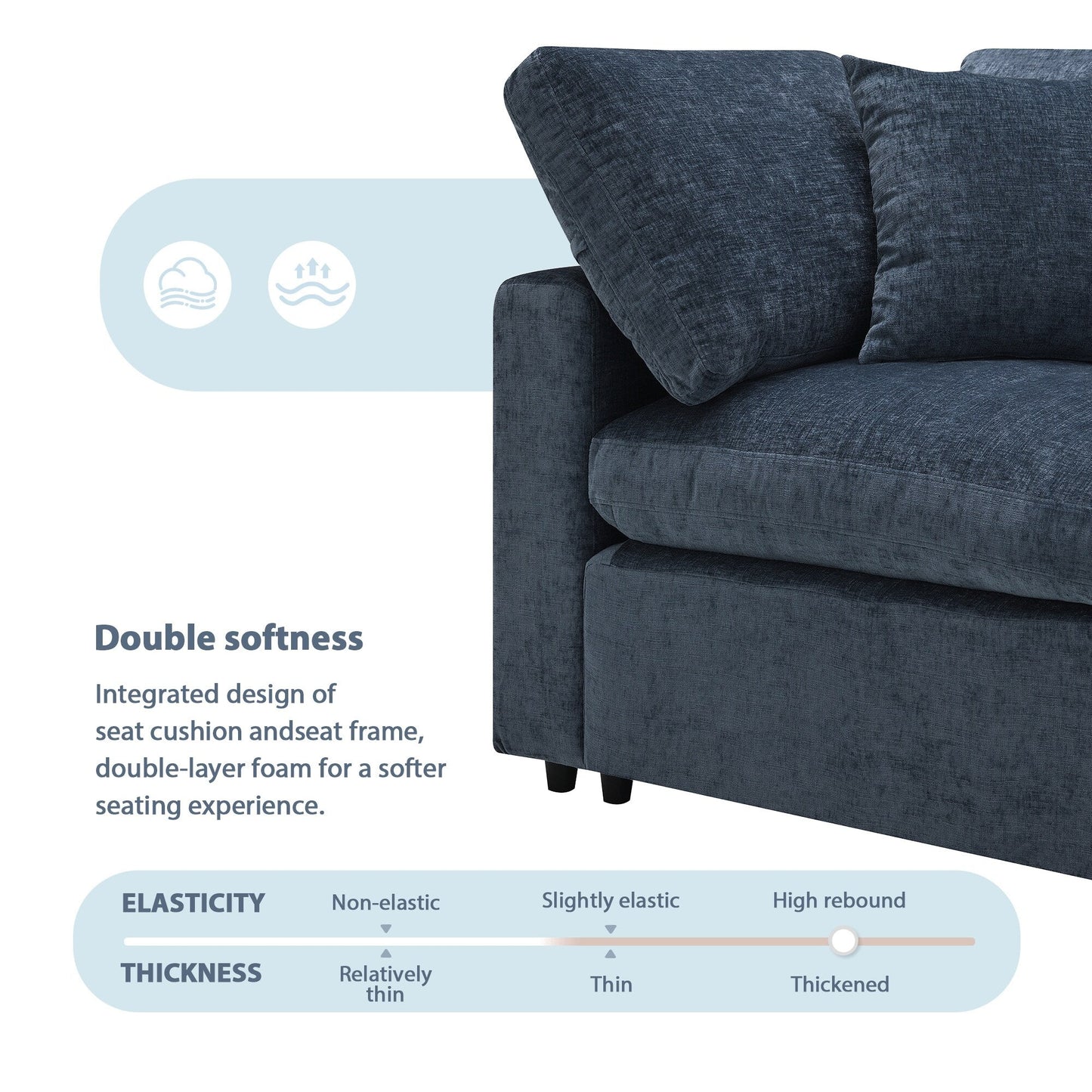 Modular Cloud Sofa Bed,Chenille Sectional Couch Set With Ottoman,Free Combination,Convertible U Shaped Sleeper Sofa