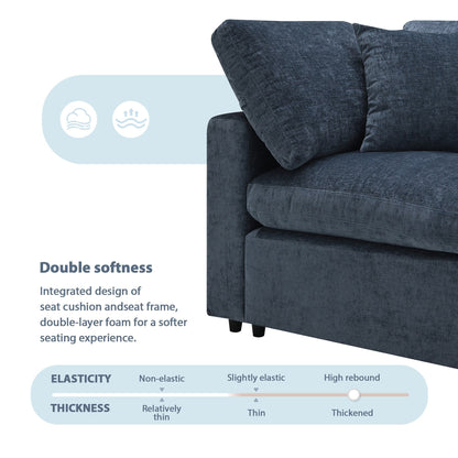 Modular Cloud Sofa Bed,Chenille Sectional Couch Set With Ottoman,Free Combination,Convertible U Shaped Sleeper Sofa