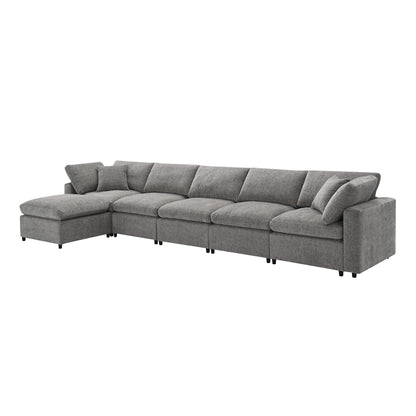 Modular Cloud Sofa Bed,Chenille Sectional Couch Set With Ottoman,Free Combination,Convertible U Shaped Sleeper Sofa