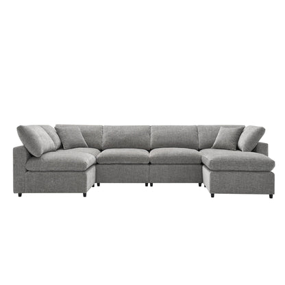 Modular Cloud Sofa Bed,Chenille Sectional Couch Set With Ottoman,Free Combination,Convertible U Shaped Sleeper Sofa