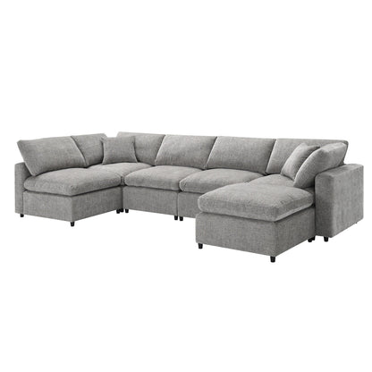 Modular Cloud Sofa Bed,Chenille Sectional Couch Set With Ottoman,Free Combination,Convertible U Shaped Sleeper Sofa