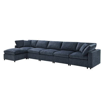 Modular Cloud Sofa Bed,Chenille Sectional Couch Set With Ottoman,Free Combination,Convertible U Shaped Sleeper Sofa