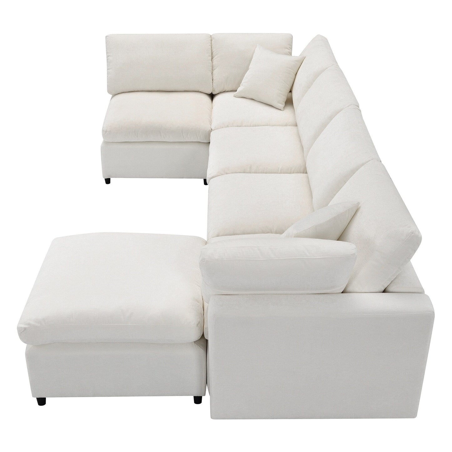 Modular Cloud Sofa Bed,Chenille Sectional Couch Set With Ottoman,Free Combination,Convertible U Shaped Sleeper Sofa