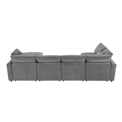Modular Cloud Sofa Bed,Chenille Sectional Couch Set With Ottoman,Free Combination,Convertible U Shaped Sleeper Sofa