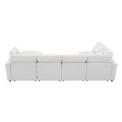 Modular Cloud Sofa Bed,Chenille Sectional Couch Set With Ottoman,Free Combination,Convertible U Shaped Sleeper Sofa