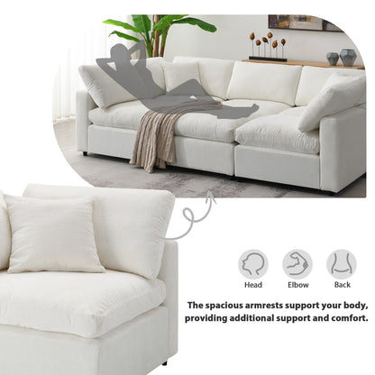 Modular Cloud Sofa Bed,Chenille Sectional Couch Set With Ottoman,Free Combination,Convertible U Shaped Sleeper Sofa