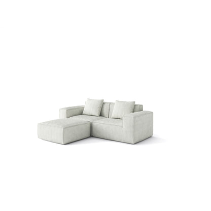 Modular Convertible Sofa Bed 2 Seater with Footrest White Cloud Velvet
