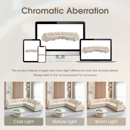 Modular Corduroy L-Shaped Sectional Sofa with Armrest Storage, USB Ports and Cup Holders for Living Room Apartment