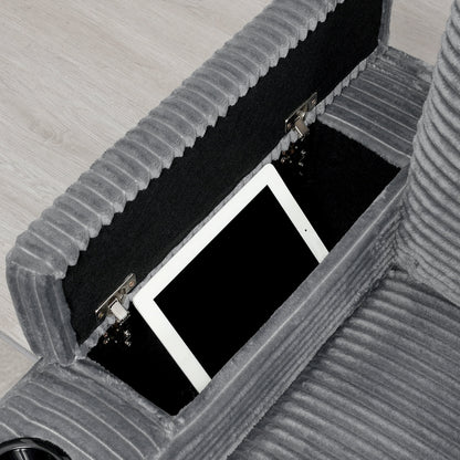 Modular Corduroy L-Shaped Sectional Sofa with Armrest Storage, USB Ports and Cup Holders for Living Room Apartment