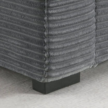 Modular Corduroy L-Shaped Sectional Sofa with Armrest Storage, USB Ports and Cup Holders for Living Room Apartment