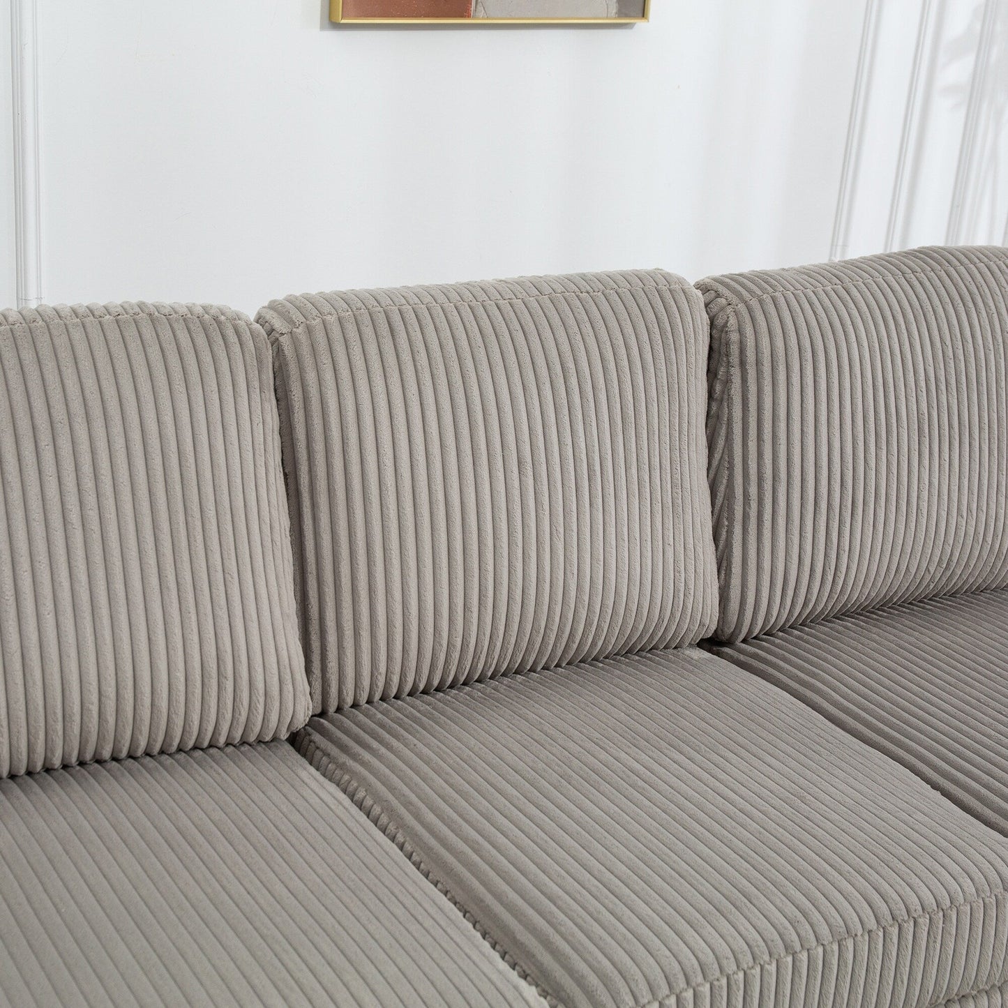 Modular Corduroy Sectional Sofa Convertible 6-Seat Couch with USB Ports, Storage Ottomans and Cup Holder for Living Room