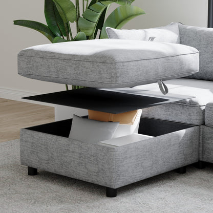 Modular Fabric Sectional Sofa Convertible Sofa Bed Set Sleeper Sofa with Storage Seats for Living Room