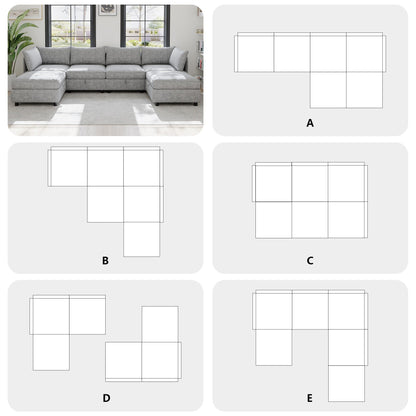 Modular Fabric Sectional Sofa Convertible Sofa Bed Set Sleeper Sofa with Storage Seats for Living Room