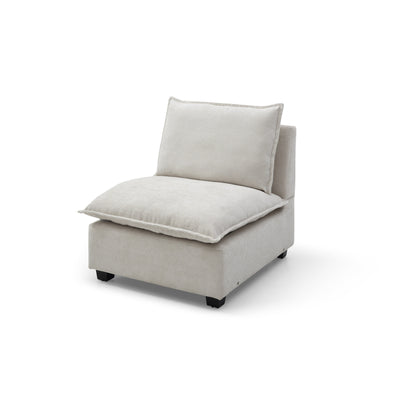 Modular L-Shape Linen Sectional Sofa with Reversible Ottoman, Soft Duck Down Cushions, Perfect for Living Room or Office