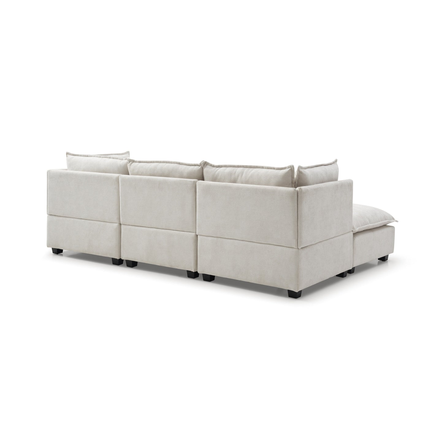 Modular L-Shape Linen Sectional Sofa with Reversible Ottoman, Soft Duck Down Cushions, Perfect for Living Room or Office