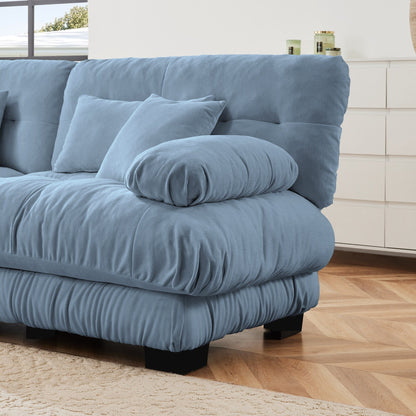 Modular L-Shaped 4-Seater Sectional Sofa Free Combination Cloud Sofa with Convertible Ottomans for Living Room