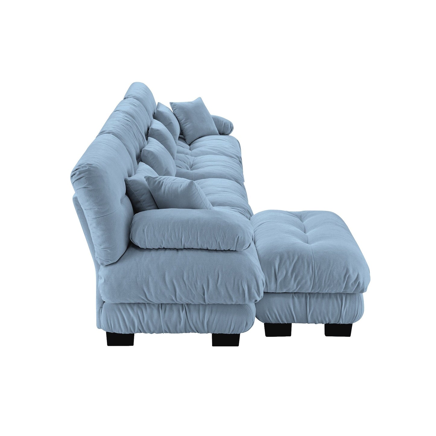 Modular L-Shaped 4-Seater Sectional Sofa Free Combination Cloud Sofa with Convertible Ottomans for Living Room