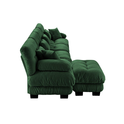 Modular L-Shaped 4-Seater Sectional Sofa Free Combination Cloud Sofa with Convertible Ottomans for Living Room