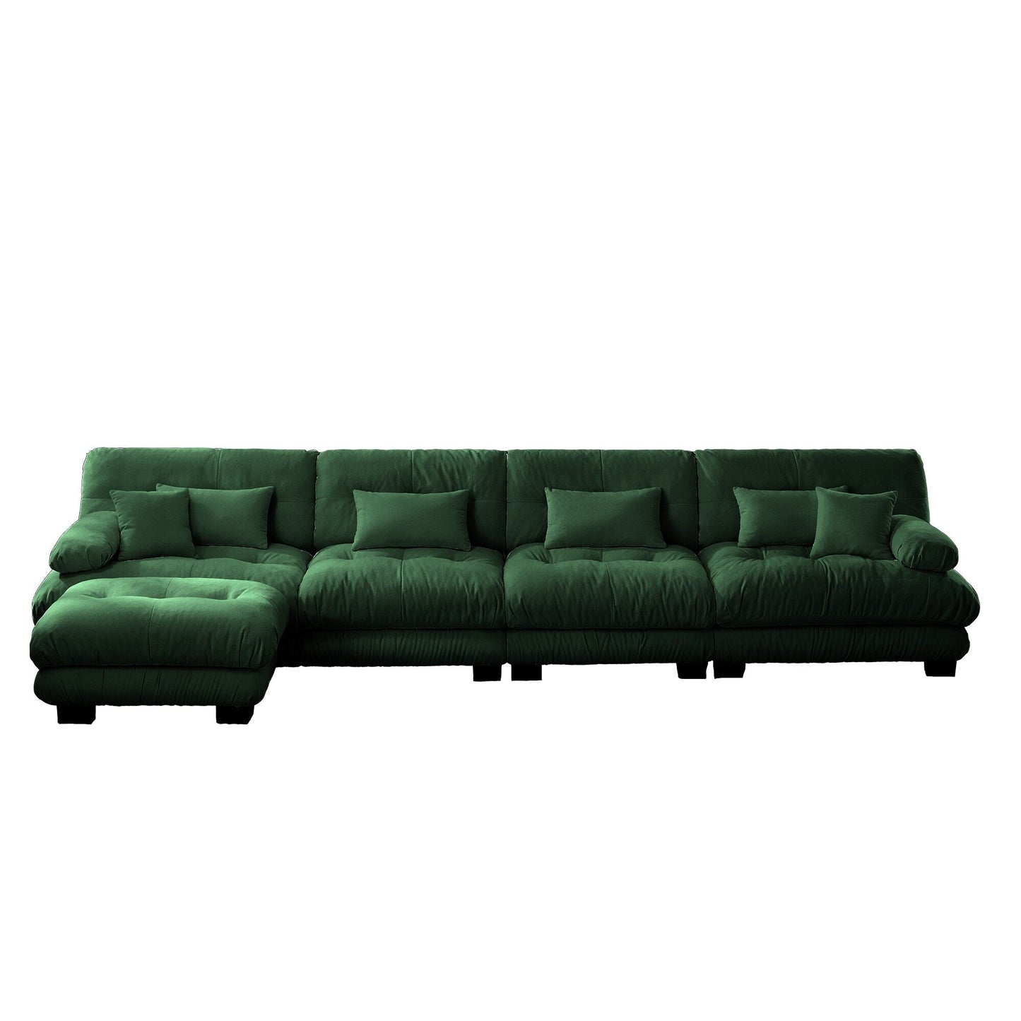 Modular L-Shaped 4-Seater Sectional Sofa Free Combination Cloud Sofa with Convertible Ottomans for Living Room