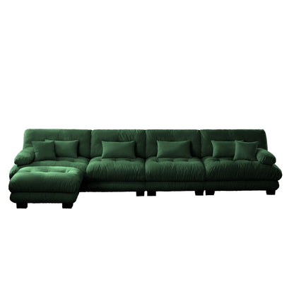 Modular L-Shaped 4-Seater Sectional Sofa Free Combination Cloud Sofa with Convertible Ottomans for Living Room