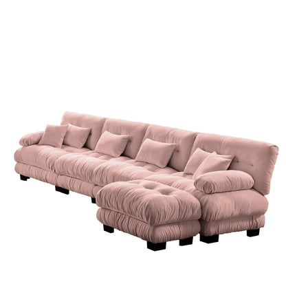 Modular L-Shaped 4-Seater Sectional Sofa Free Combination Cloud Sofa with Convertible Ottomans for Living Room
