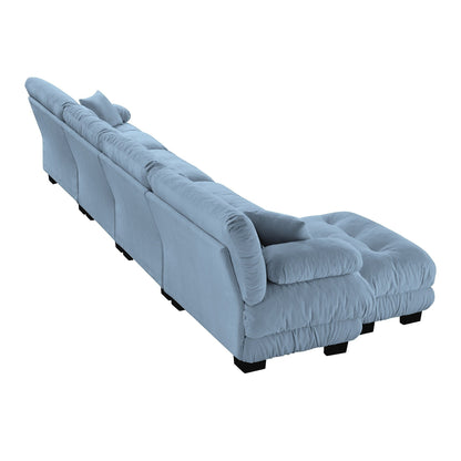 Modular L-Shaped 4-Seater Sectional Sofa Free Combination Cloud Sofa with Convertible Ottomans for Living Room