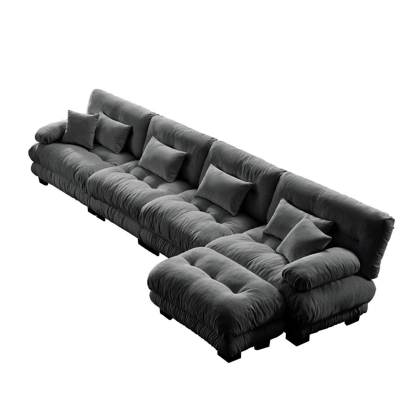 Modular L-Shaped 4-Seater Sectional Sofa Free Combination Cloud Sofa with Convertible Ottomans for Living Room