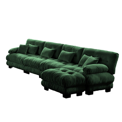 Modular L-Shaped 4-Seater Sectional Sofa Free Combination Cloud Sofa with Convertible Ottomans for Living Room