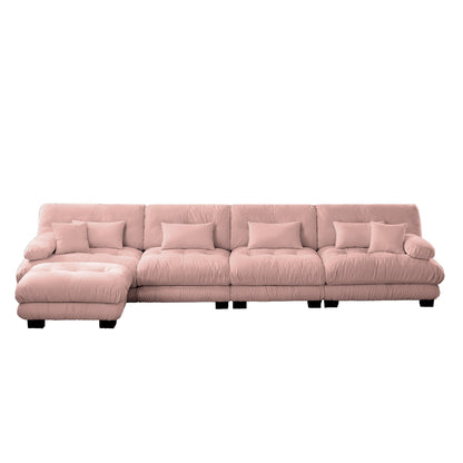 Modular L-Shaped 4-Seater Sectional Sofa Free Combination Cloud Sofa with Convertible Ottomans for Living Room