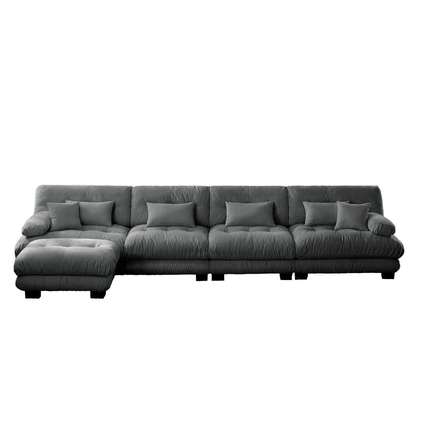 Modular L-Shaped 4-Seater Sectional Sofa Free Combination Cloud Sofa with Convertible Ottomans for Living Room