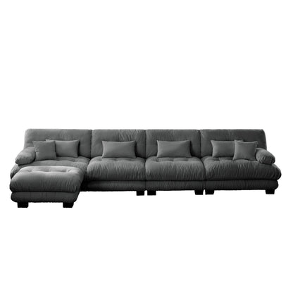 Modular L-Shaped 4-Seater Sectional Sofa Free Combination Cloud Sofa with Convertible Ottomans for Living Room