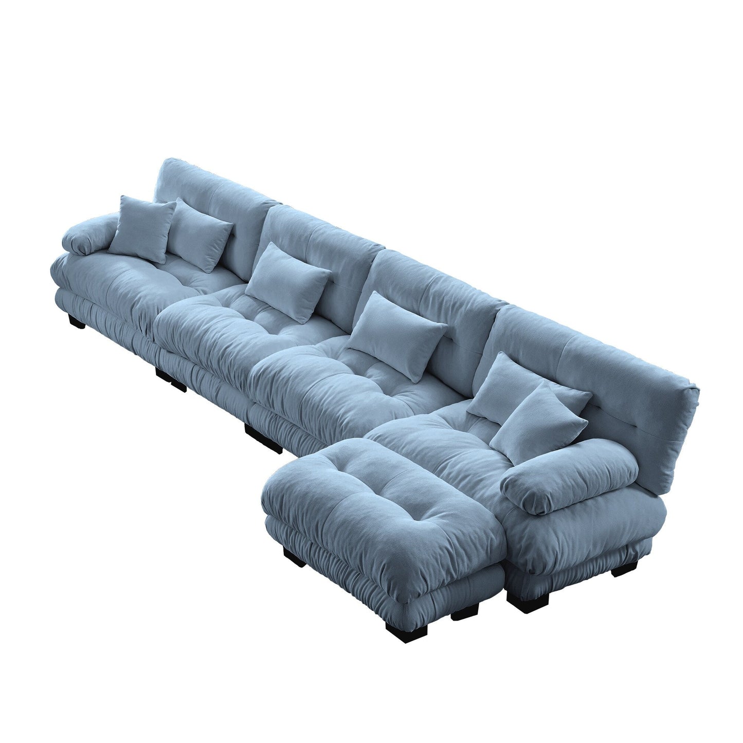 Modular L-Shaped 4-Seater Sectional Sofa Free Combination Cloud Sofa with Convertible Ottomans for Living Room