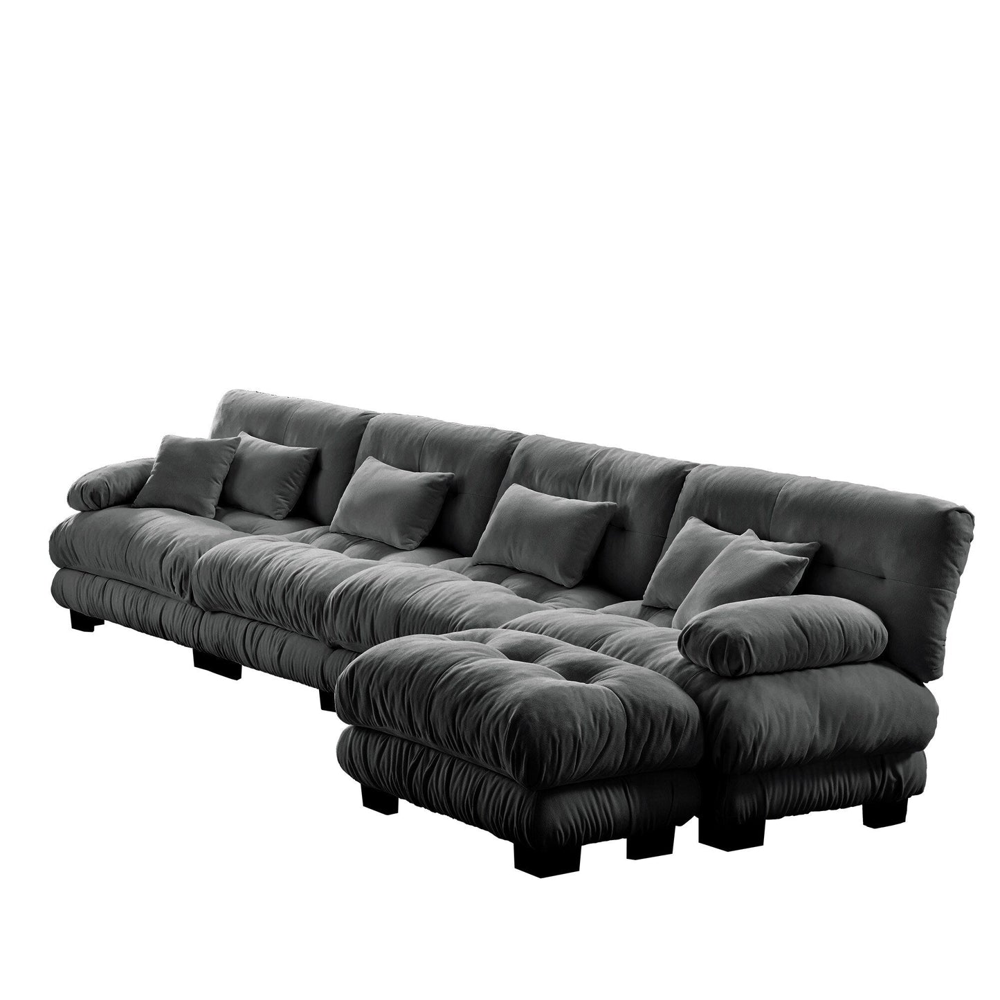Modular L-Shaped 4-Seater Sectional Sofa Free Combination Cloud Sofa with Convertible Ottomans for Living Room