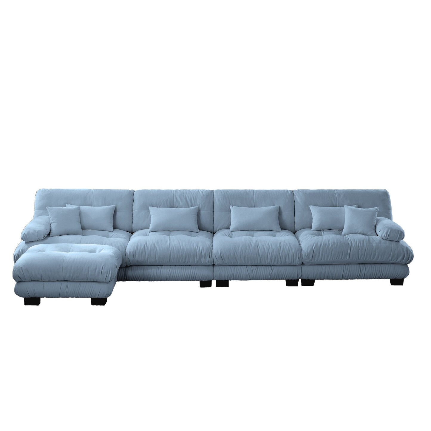 Modular L-Shaped 4-Seater Sectional Sofa Free Combination Cloud Sofa with Convertible Ottomans for Living Room