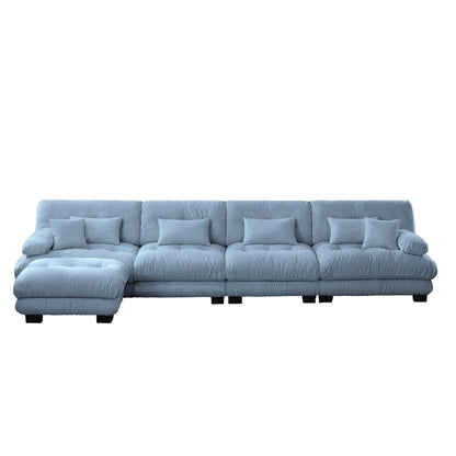 Modular L-Shaped 4-Seater Sectional Sofa Free Combination Cloud Sofa with Convertible Ottomans for Living Room