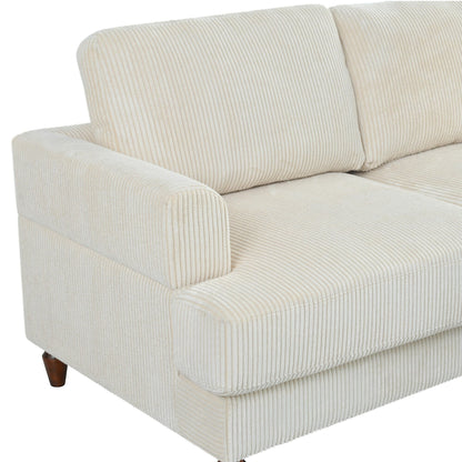 Modular L-Shaped Corduroy 6-Seater Sectional Sofa with Ottoman and Wooden Legs for Living Room Office