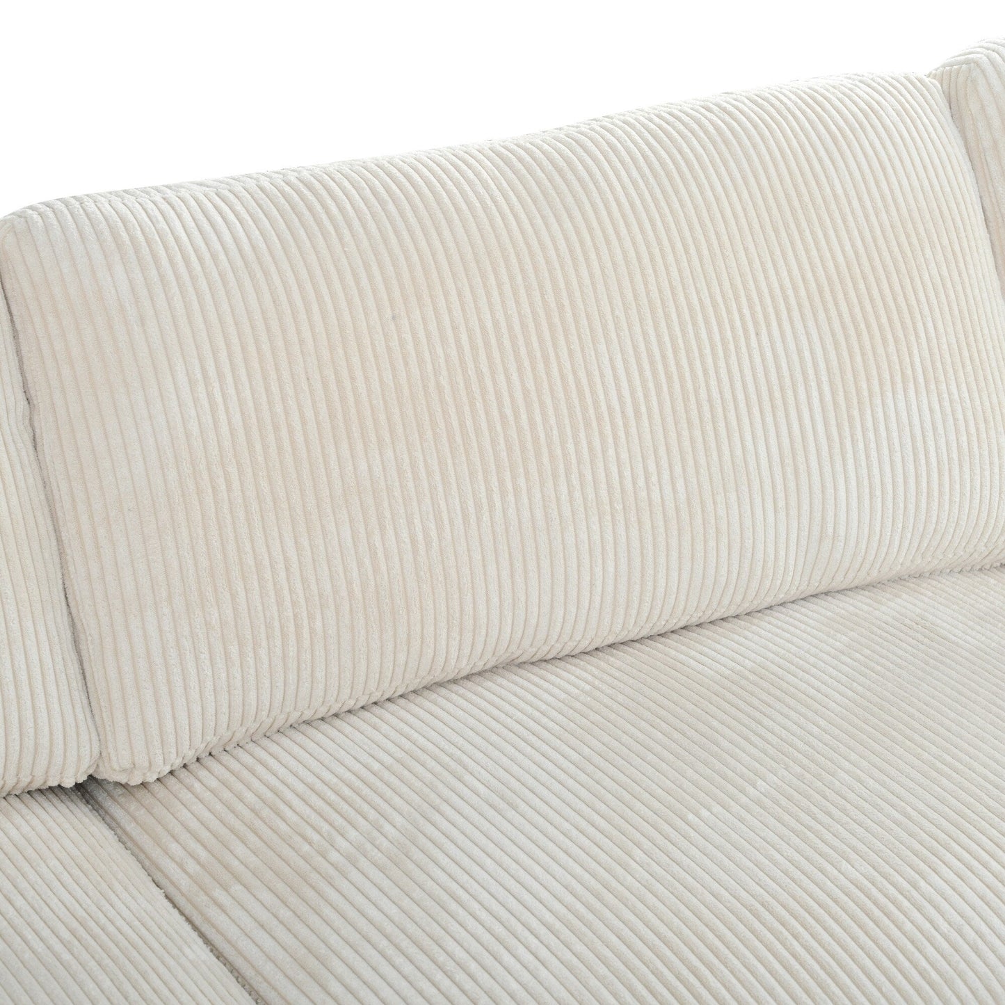 Modular L-Shaped Corduroy 6-Seater Sectional Sofa with Ottoman and Wooden Legs for Living Room Office