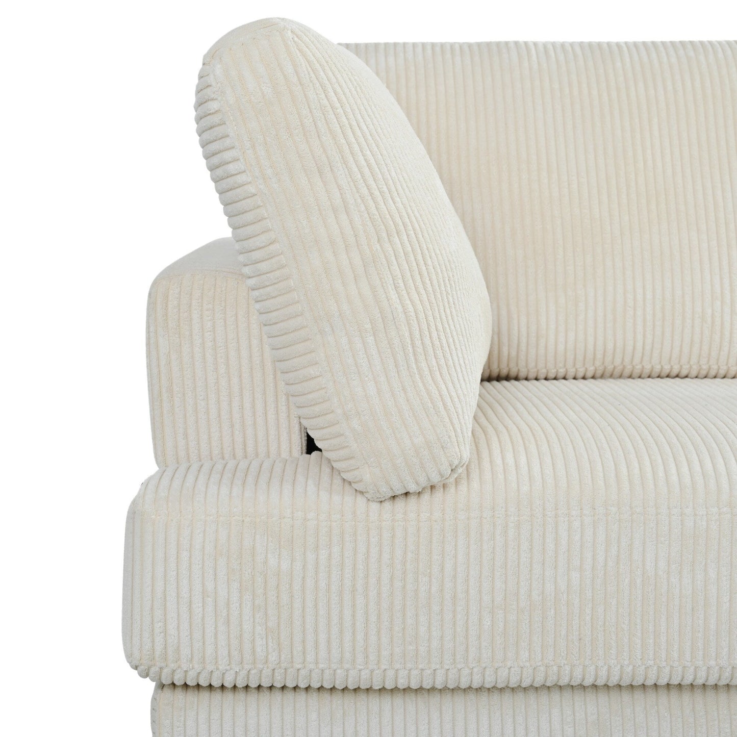 Modular L-Shaped Corduroy 6-Seater Sectional Sofa with Ottoman and Wooden Legs for Living Room Office