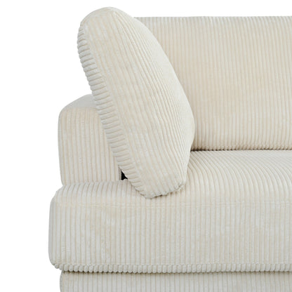 Modular L-Shaped Corduroy 6-Seater Sectional Sofa with Ottoman and Wooden Legs for Living Room Office