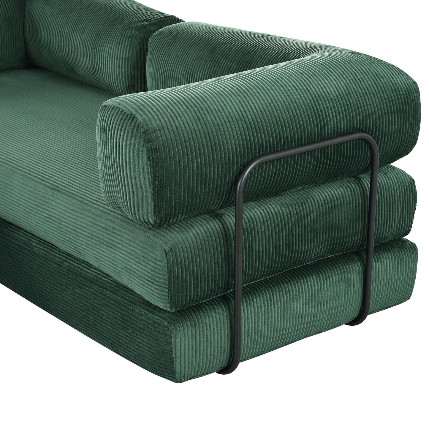 Modular L-Shaped Corduroy Sofa Bed Convertible Sectional 4-Seat Sofa with Wedge Cushions For Living Room Apartment