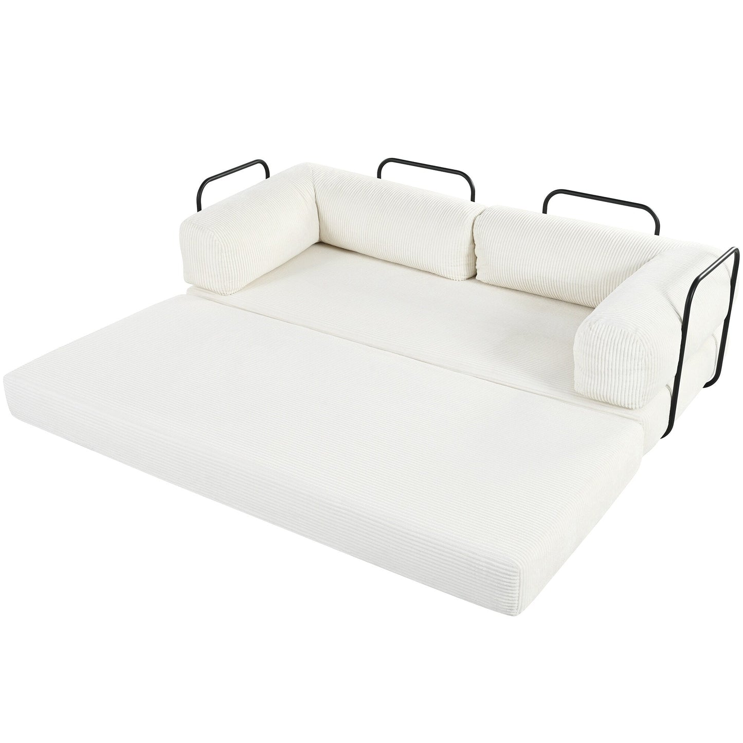 Modular L-Shaped Corduroy Sofa Bed Convertible Sectional 4-Seat Sofa with Wedge Cushions For Living Room Apartment