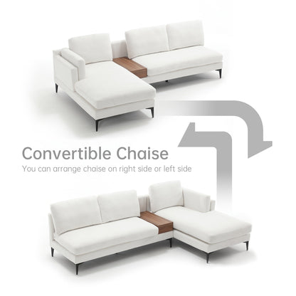 Modular L-shaped Sofa With a Reversible Design and Built-in Wooden Decorative Box