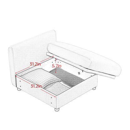 Modular Sectional Sofa with Storage, Cylindrical Backrest and Armrests Deep Comfortable Seating, 4 Seat L- Shaped Sofa