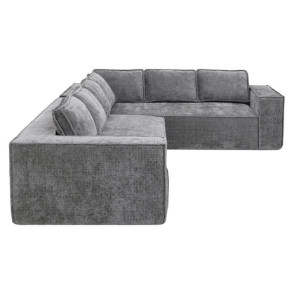 Modular Sectional Sofa,6 Seat Wrinkle-Resistant Chenille Couch Set,2 Pc Free Combination,Modern L-Shaped Cloud Sofa Set
