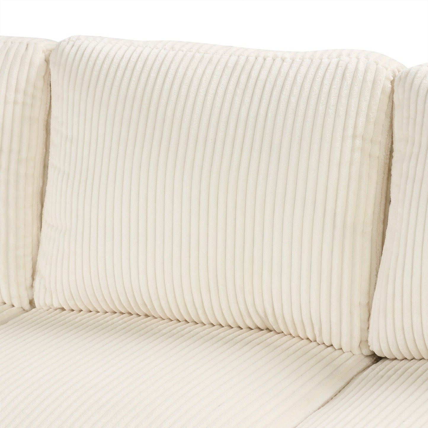 Modular U-Shaped Corduroy Sofa Bed 6-Seater Convertible Sectional with Storage Chaise and USB Ports for Living Room