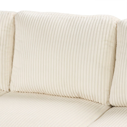 Modular U-Shaped Corduroy Sofa Bed 6-Seater Convertible Sectional with Storage Chaise and USB Ports for Living Room