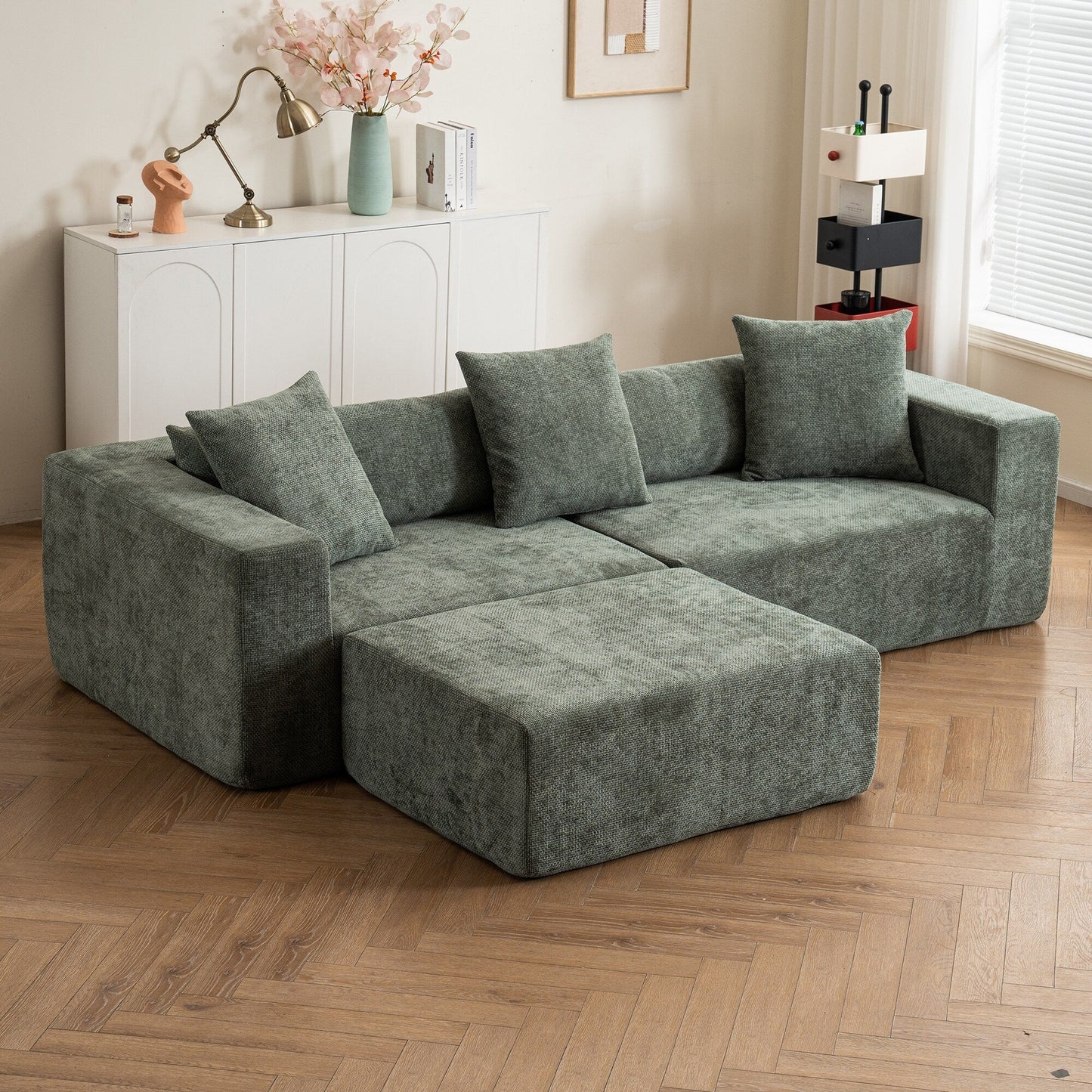 Modular cross-section with L-shaped lounge chair, cloud sofa, living room, bedroom soft cushion sofa - no installation required