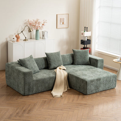 Modular cross-section with L-shaped lounge chair, cloud sofa, living room, bedroom soft cushion sofa - no installation required