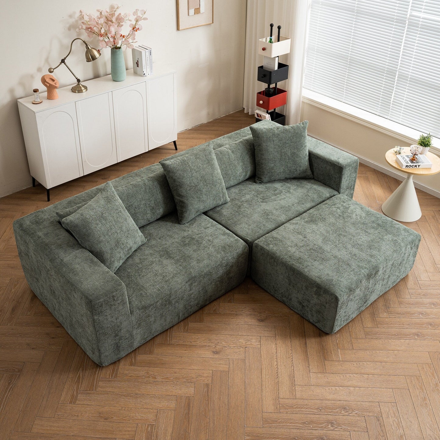 Modular cross-section with L-shaped lounge chair, cloud sofa, living room, bedroom soft cushion sofa - no installation required