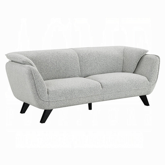 Naeli Sofa, Rounded Back, Light Gray Boucle, 86 Inch Solid Pine Wood